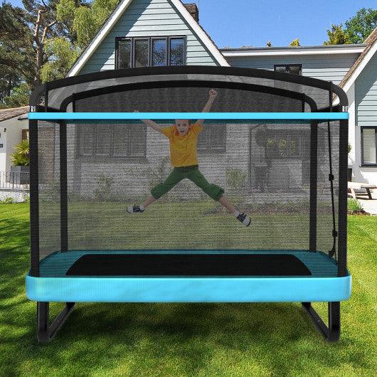 6 Feet Kids Entertaining Trampoline with Swing Safety Fence-Blue