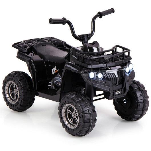 6V Kids Ride On Electric ATV with LED Headlights and MP3 Player-Black