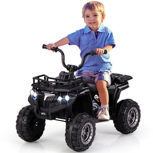 6V Kids Ride On Electric ATV with LED Headlights and MP3 Player-Black