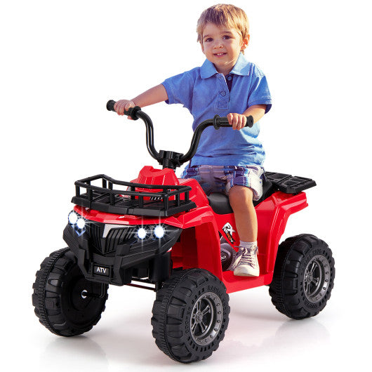 6V Kids Ride On Electric ATV with LED Headlights and MP3 Player-Red