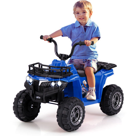 6V Kids Ride On Electric ATV with LED Headlights and MP3 Player-Blue