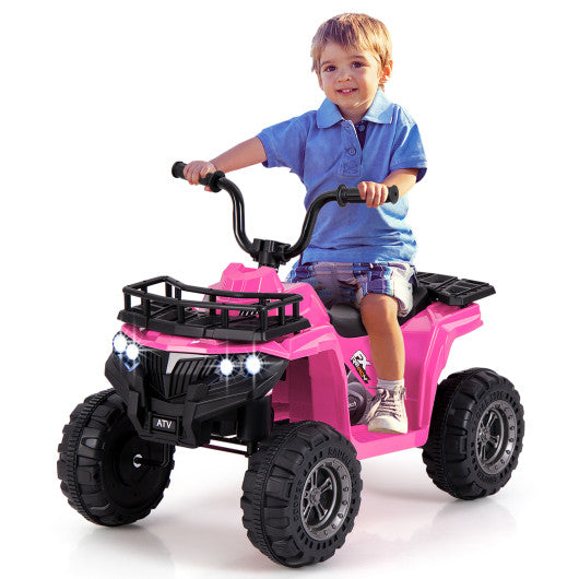 6V Kids Ride On Electric ATV with LED Headlights and MP3 Player-Pink