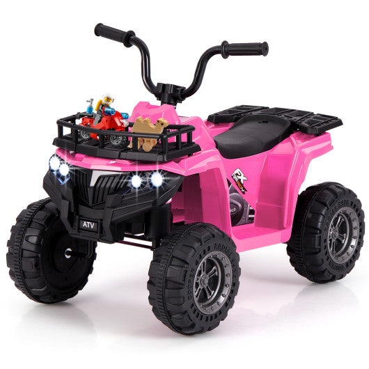 6V Kids Ride On Electric ATV with LED Headlights and MP3 Player-Pink