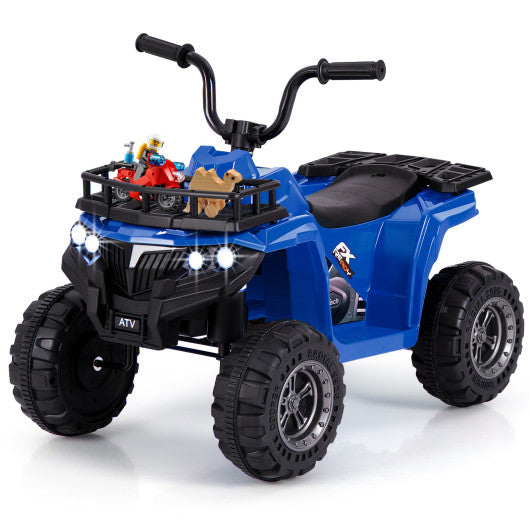 6V Kids Ride On Electric ATV with LED Headlights and MP3 Player-Blue