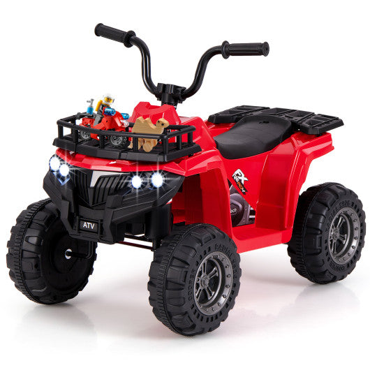 6V Kids Ride On Electric ATV with LED Headlights and MP3 Player-Red