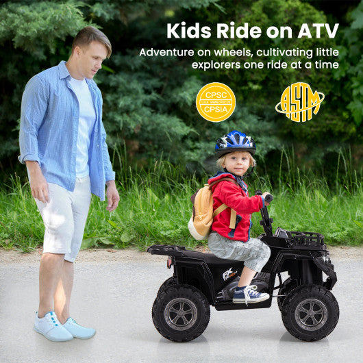 6V Kids Ride On Electric ATV with LED Headlights and MP3 Player-Black