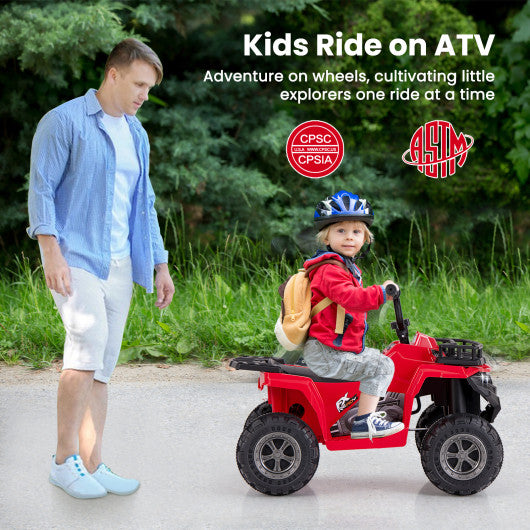 6V Kids Ride On Electric ATV with LED Headlights and MP3 Player-Red