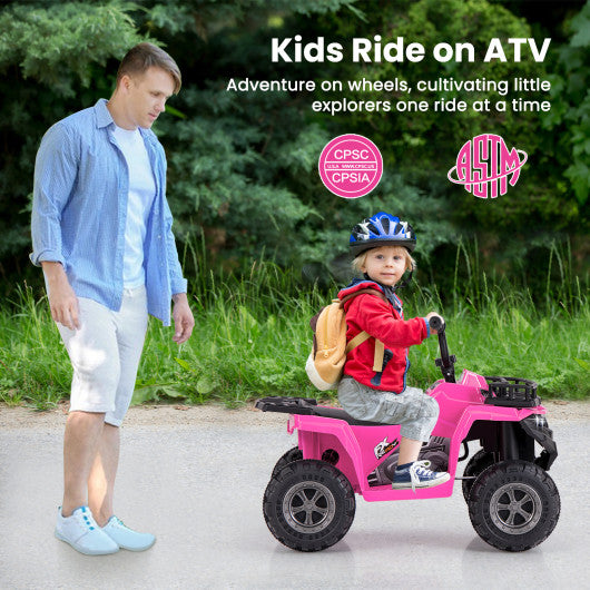 6V Kids Ride On Electric ATV with LED Headlights and MP3 Player-Pink