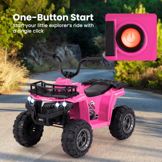 6V Kids Ride On Electric ATV with LED Headlights and MP3 Player-Pink