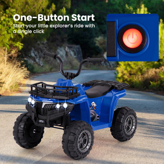 6V Kids Ride On Electric ATV with LED Headlights and MP3 Player-Blue