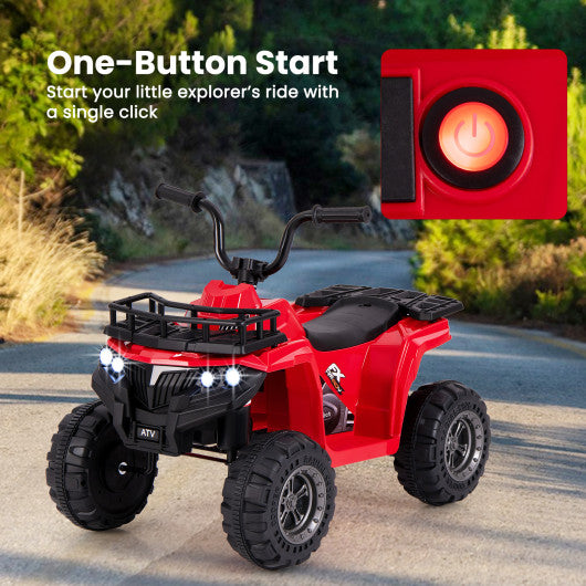 6V Kids Ride On Electric ATV with LED Headlights and MP3 Player-Red