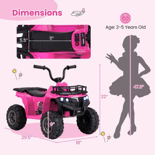 6V Kids Ride On Electric ATV with LED Headlights and MP3 Player-Pink