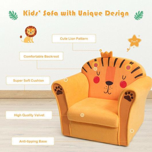 Kids Armrest Lion Upholstered Sofa