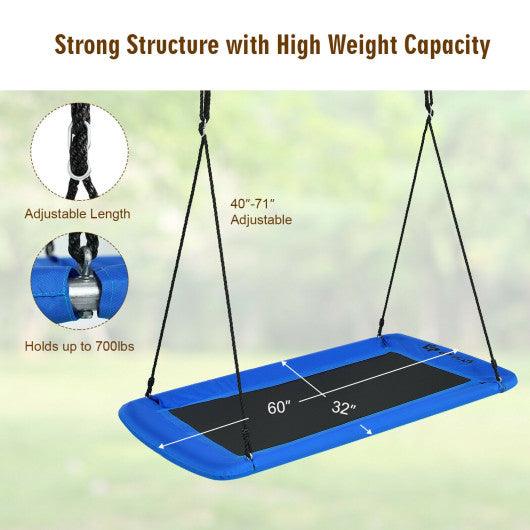 60 Inches Platform Tree Swing Outdoor with  2 Hanging Straps-Blue