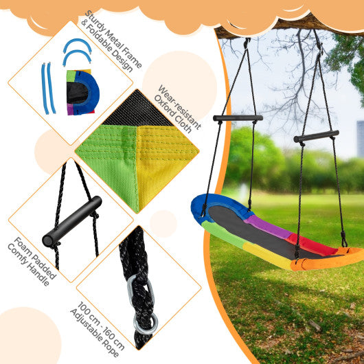 Saucer Tree Swing Surf Kids Outdoor Adjustable Oval Platform Set with Handle-Color