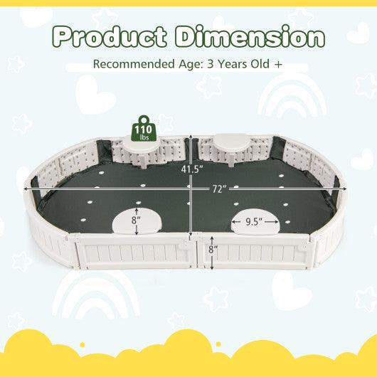 6 Feet Kids Oval Sandbox with Built-in Corner Seat and Bottom Liner-White