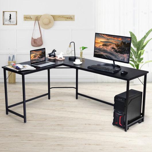 L Shaped Desk Corner Computer Desk PC Laptop Gaming Table Workstation-Black