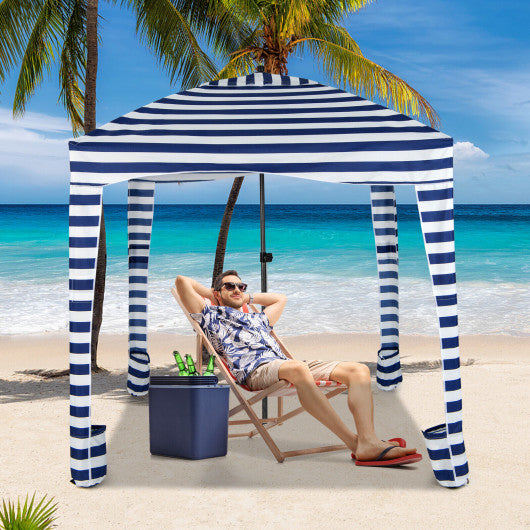 6 x 6 Feet Foldable Beach Cabana Tent with Carrying Bag and Detachable Sidewall