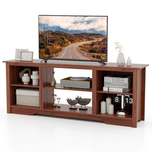 70 Inch TV Stand for up to 75 Inch Flat Screen TVs with Adjustable Shelves-Walnut