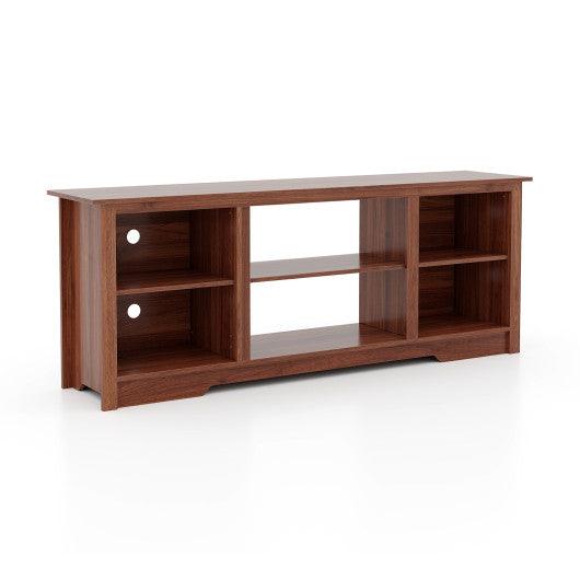 70 Inch TV Stand for up to 75 Inch Flat Screen TVs with Adjustable Shelves-Walnut