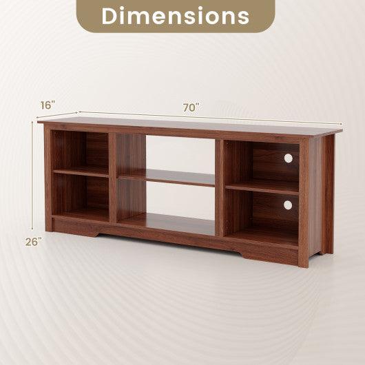 70 Inch TV Stand for up to 75 Inch Flat Screen TVs with Adjustable Shelves-Walnut