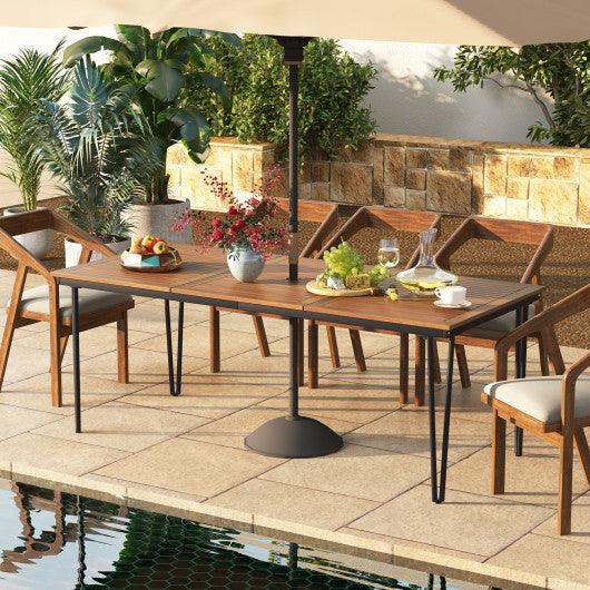 79 Inch 8-Person Outdoor Dining Table with 1.9 Inch Umbrella Hole