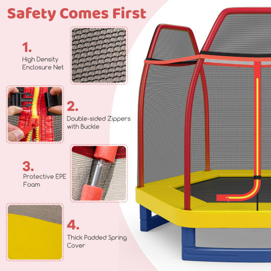 7 Feet Kids Recreational Bounce Jumper Trampoline-Red