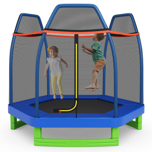 7 Feet Kids Recreational Bounce Jumper Trampoline-Blue