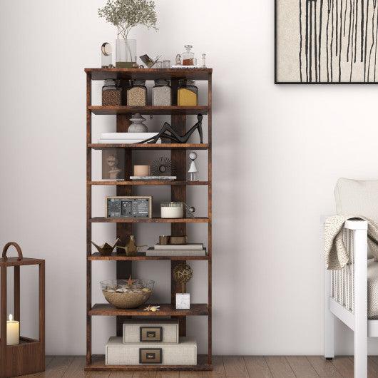 7 Tiers Vertical Shoe Rack for Front Door-Rustic Brown