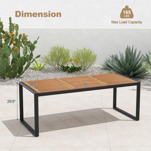 79 Inch Acacia Wood Patio Table with 1.9 Inch Umbrella Hole for Garden and Poolside