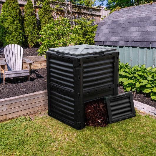 80-Gallon Outdoor Composter with Large Openable Lid and Bottom Exit Door-Black