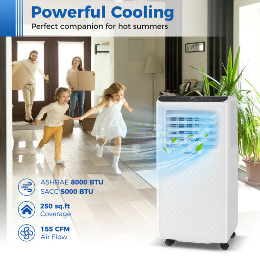 8000 BTU Portable Air Conditioner 3 in 1 Floor AC Unit with Fan and Dehumidifier-White