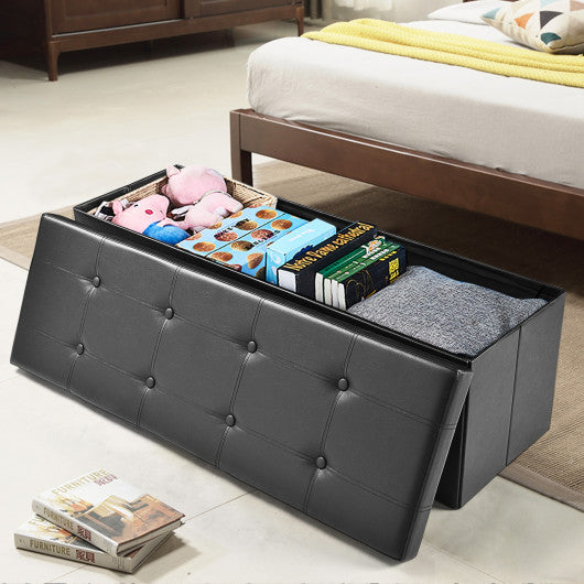 45 Inches Large Folding Ottoman Storage Seat-Black