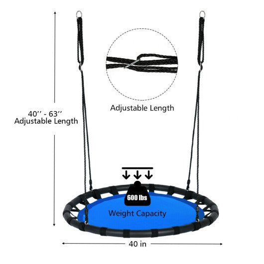 40 Inch Flying Saucer Round Swing Kids Play Set-Blue