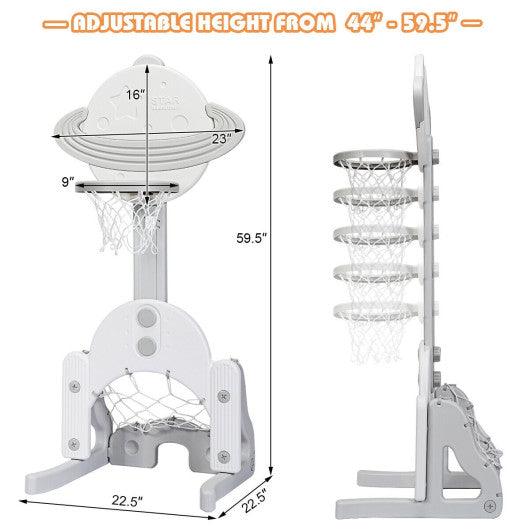 3 in 1 Height Adjustable Kids Basketball Hoop Set with Balls-White