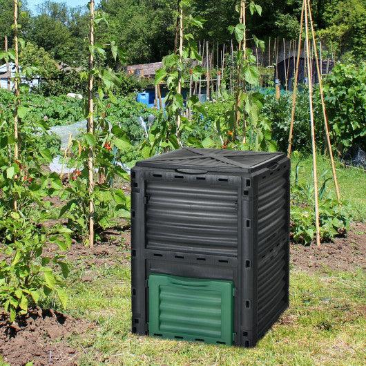 80-Gallon Outdoor Composter with Large Openable Lid and Bottom Exit Door-Green