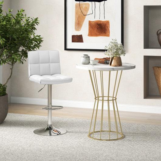 Adjustable Swivel Bar Stool with PU Leather-White