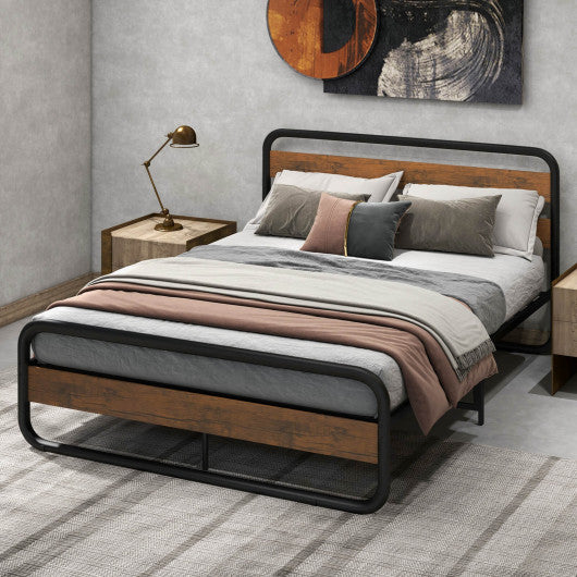 Arc Platform Bed with Headboard and Footboard-Queen Size