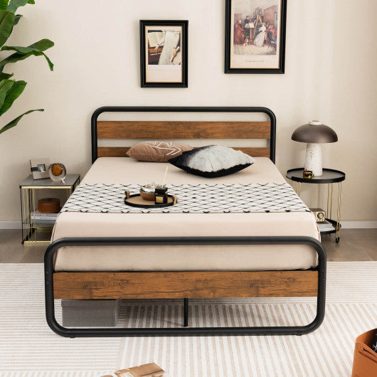 Arc Platform Bed with Headboard and Footboard-Full Size