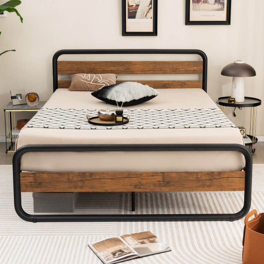 Arc Platform Bed with Headboard and Footboard-Queen Size