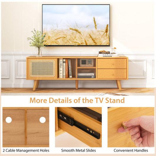 Bamboo TV Stand for TV up to 65 Inch-Natural