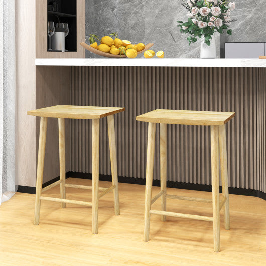 25.5 Inch Bar Stools Set of 2 with Footrest-Natural