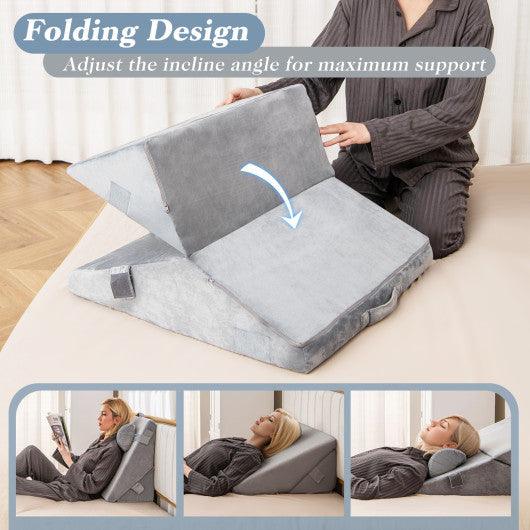 3 Pieces Bed Wedge Pillow Set with Air Memory Foam-Gray