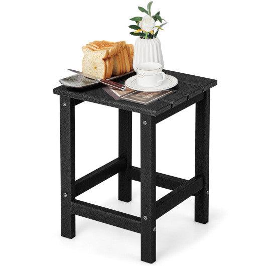 14 Inch Square Weather-Resistant Adirondack Side Table-Black