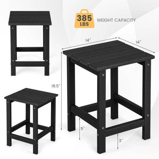 14 Inch Square Weather-Resistant Adirondack Side Table-Black