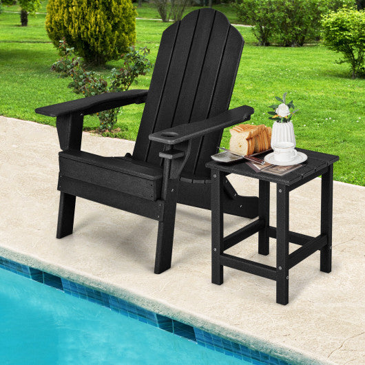 14 Inch Square Weather-Resistant Adirondack Side Table-Black