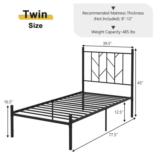 Twin/Full/Queen Size Platform Bed Frame with Sturdy Metal Slat Support-Twin Size