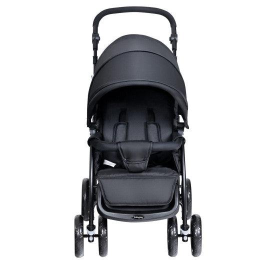 Foldable Lightweight Front Back Seats Double Baby Stroller-Black