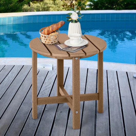 18 Inch Round Weather-Resistant Adirondack Side Table-Brown