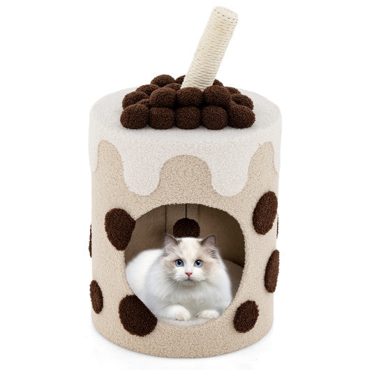 Bubble Tea Cat Tree Tower with Scratching Post-Coffee
